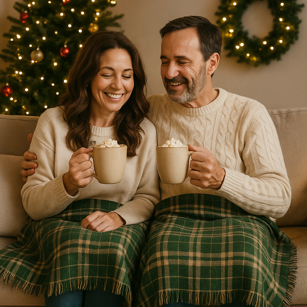 Green Plaid Christmas Blanket | Farmhouse Holiday Throw | Cozy Winter Decor