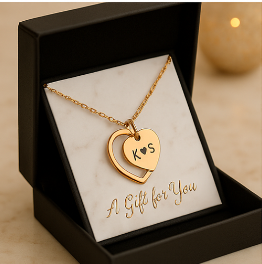 Custom Engraved Heart Pendant Necklace — Personalized Initials with ♥ Symbol