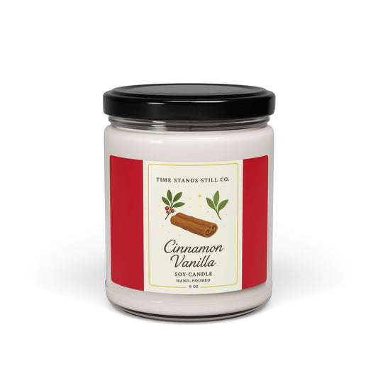 Cinnamon Vanilla Soy Candle – Hand-Poured 9 oz | Warm Holiday Spice & Sweet Vanilla Aroma