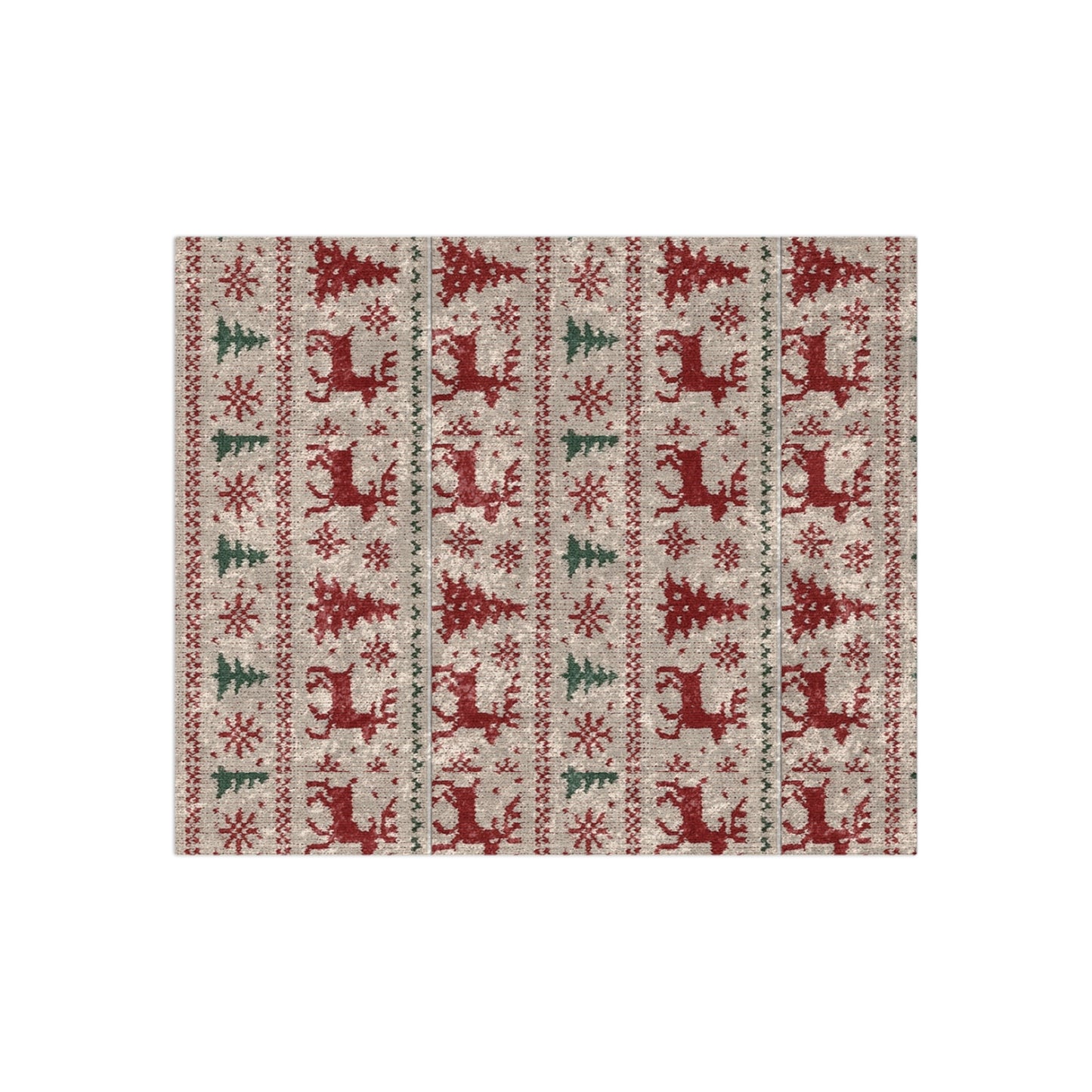 Crushed Velvet Christmas Blanket | Nordic Reindeer Knit Pattern | Cozy Holiday Throw
