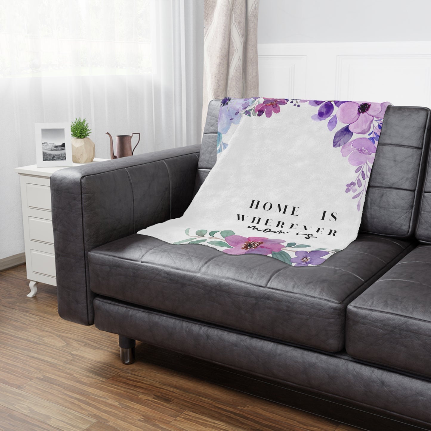 Home is Where Mom is Microfiber Blanket, Mother's Day Gift, Birthday Gift, Gift for Wife, Gift for Grandmother