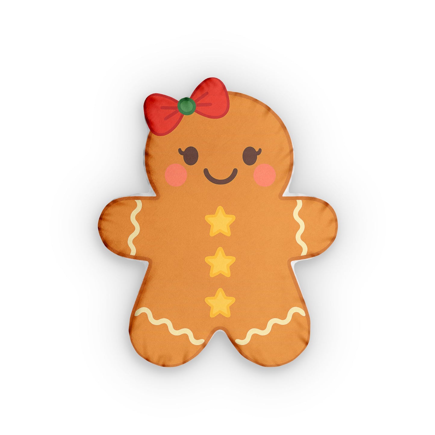 Gingerbread Girl Pillow | Christmas Cookie Shaped Cushion | Holiday Decor