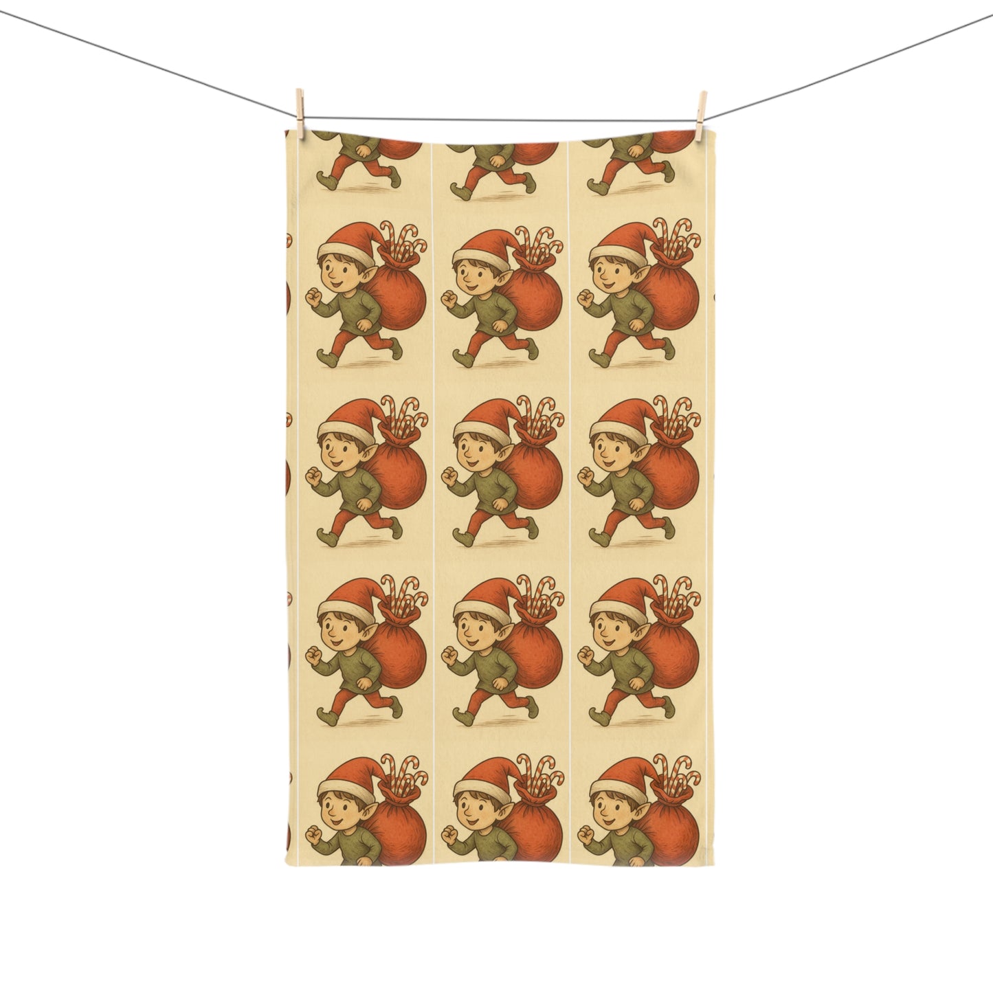 Elf Candy Cane Runner Hand Towel — Holiday Haven Bath Collection