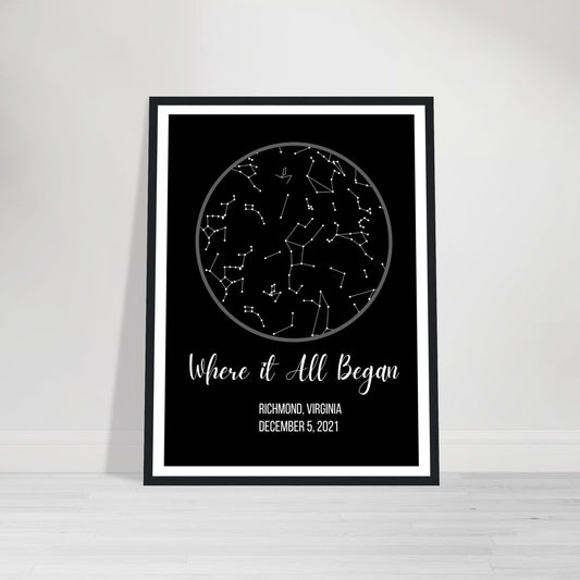 Valentines Day Gift. Star Map Framed. Personalized Valentines Day Gift for Him, for Her, Personalized Star Map. Framed Wall Art