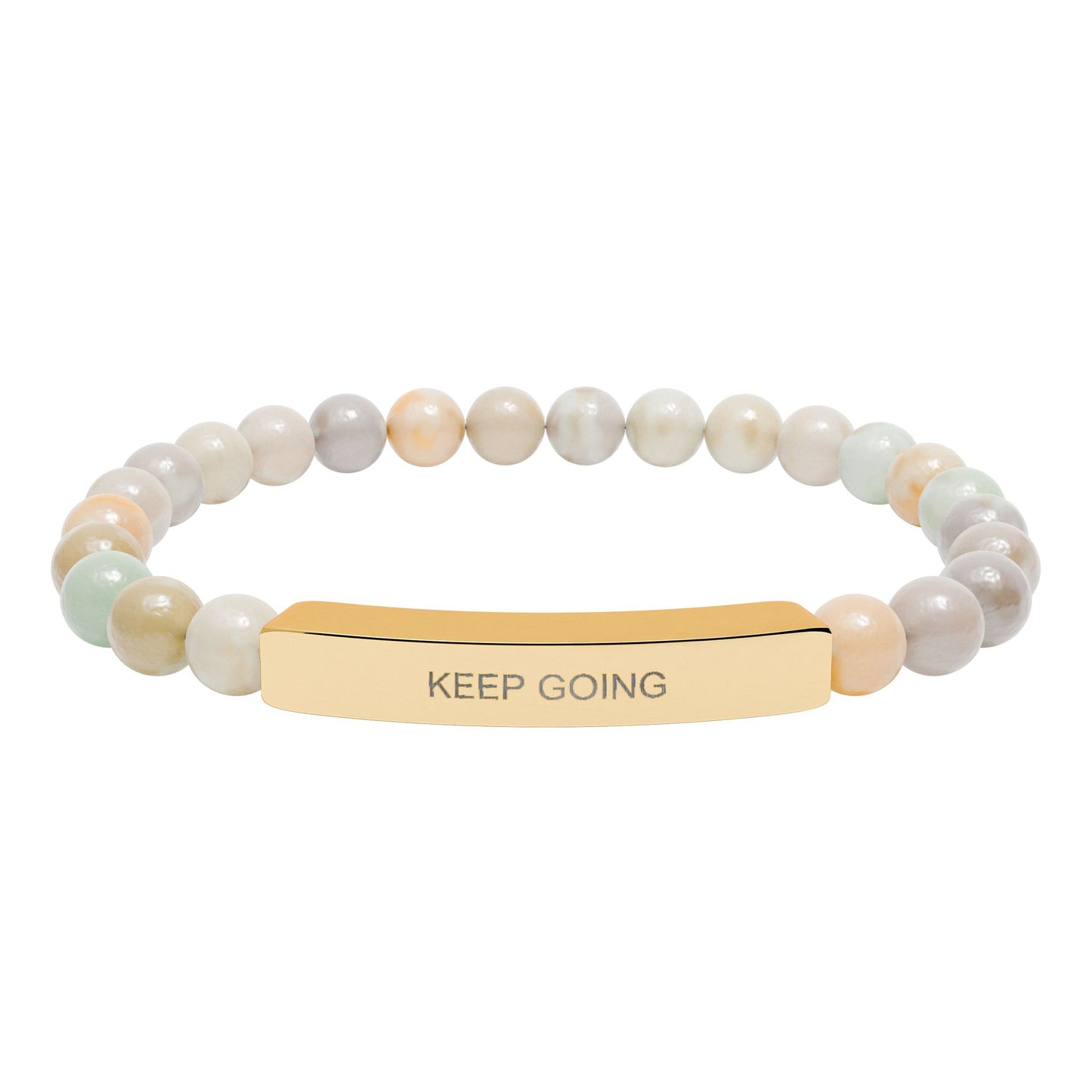 Keep Going™ Engraved Natural Stone Stretch Bracelet