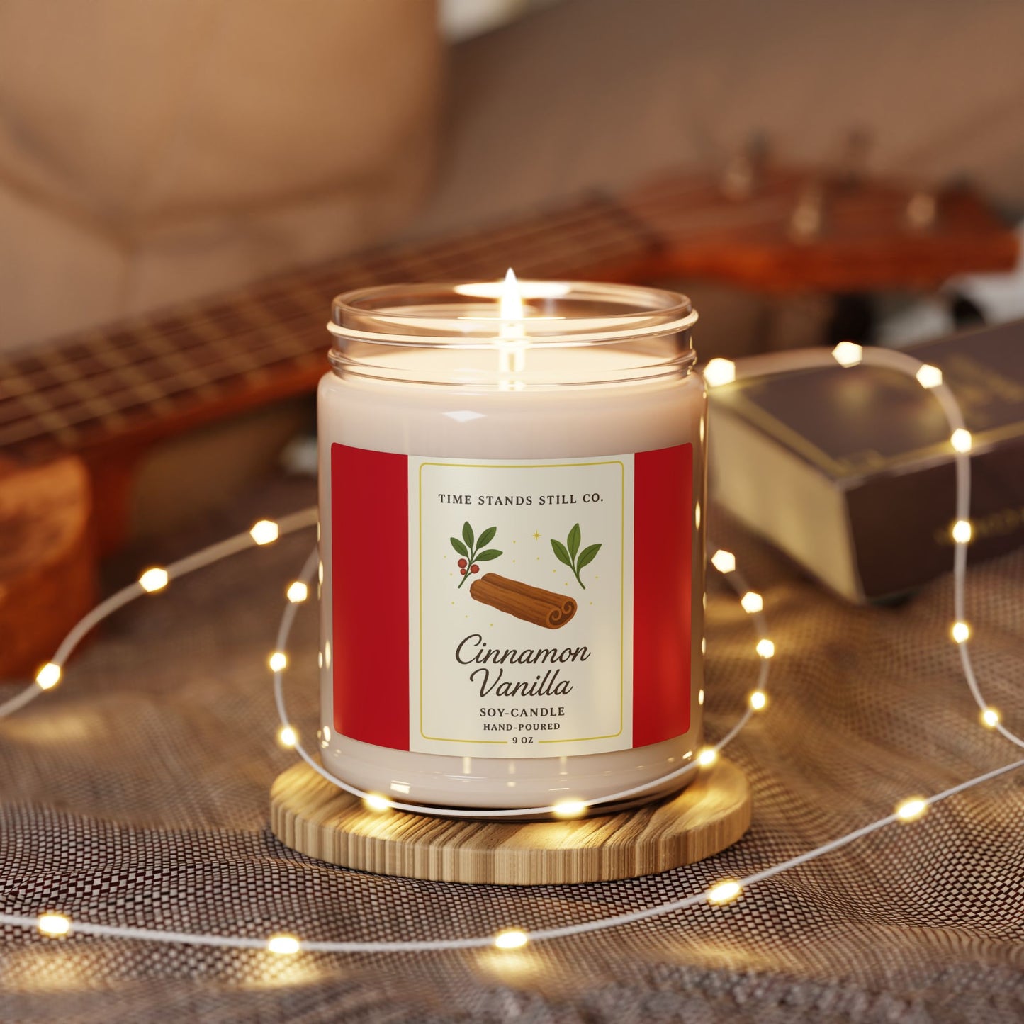 Cinnamon Vanilla Soy Candle – Hand-Poured 9 oz | Warm Holiday Spice & Sweet Vanilla Aroma