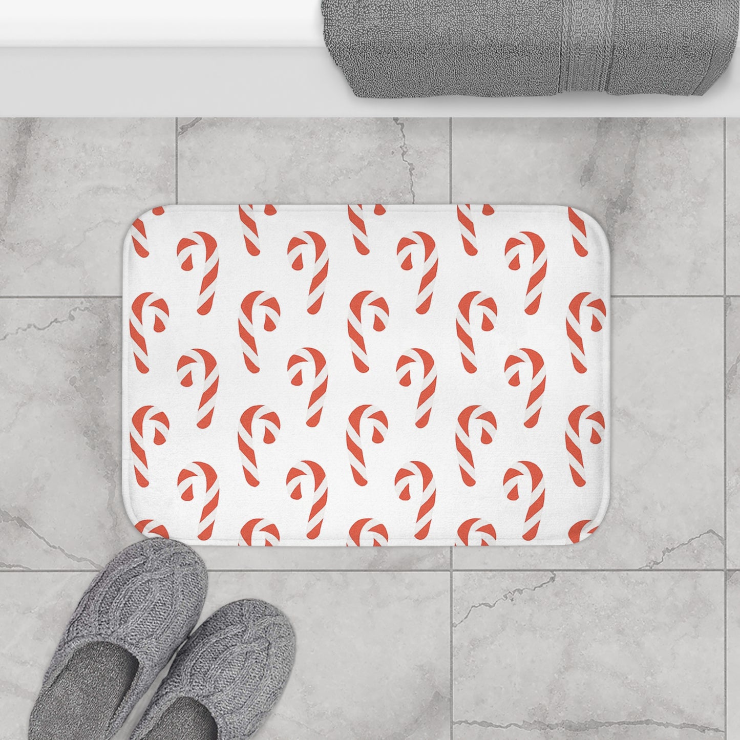 Candy Cane Bath Mat | Christmas Bathroom Rug | Holiday Décor