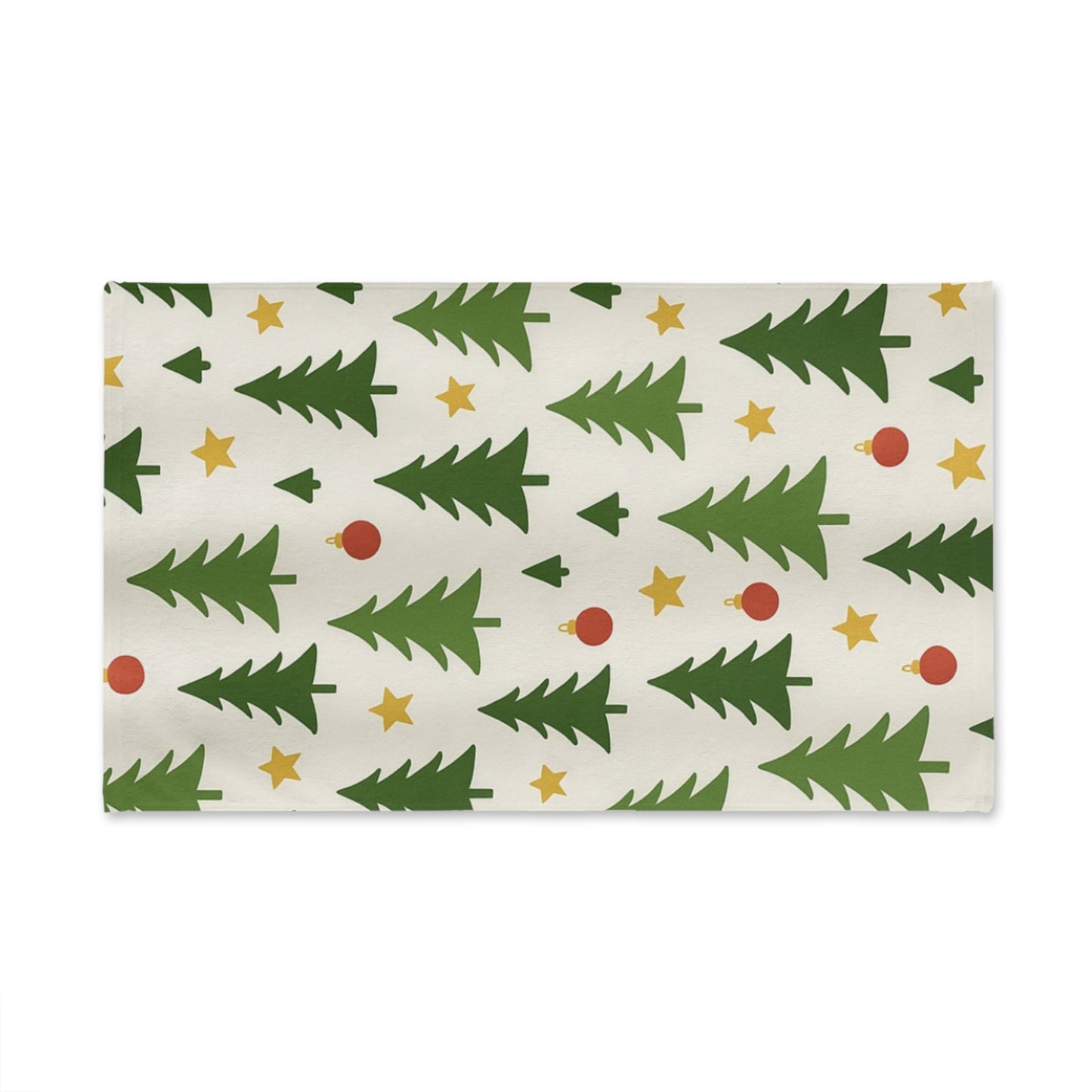 Christmas Tree Pattern Hand Towel — Festive Pine & Ornament Kitchen Towel