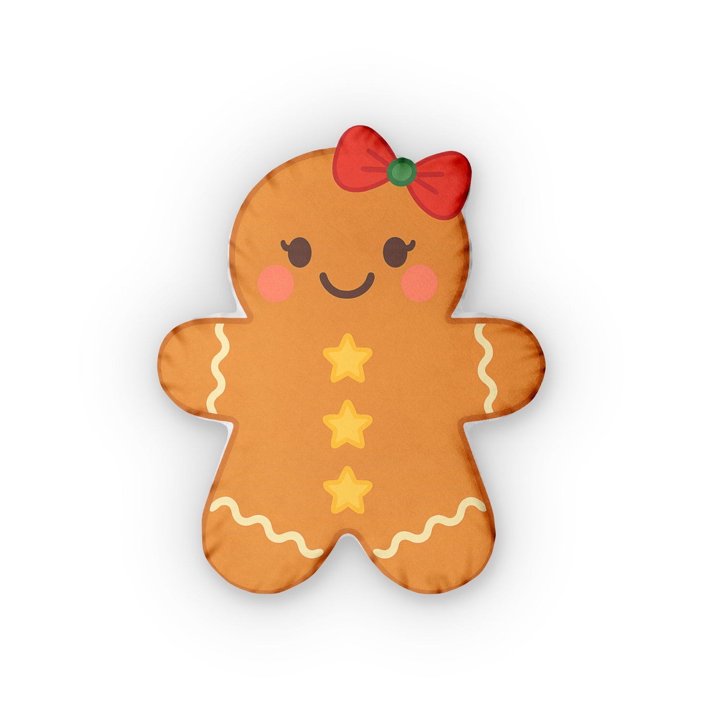 Gingerbread Girl Pillow | Christmas Cookie Shaped Cushion | Holiday Decor