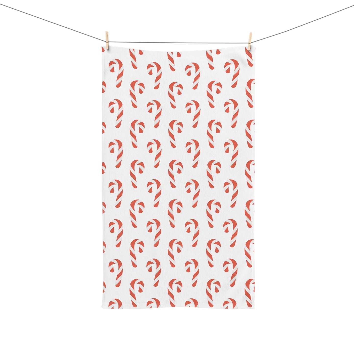 Candy Cane Pattern Hand Towel - Festive Christmas Kitchen & Holiday Guest Towel