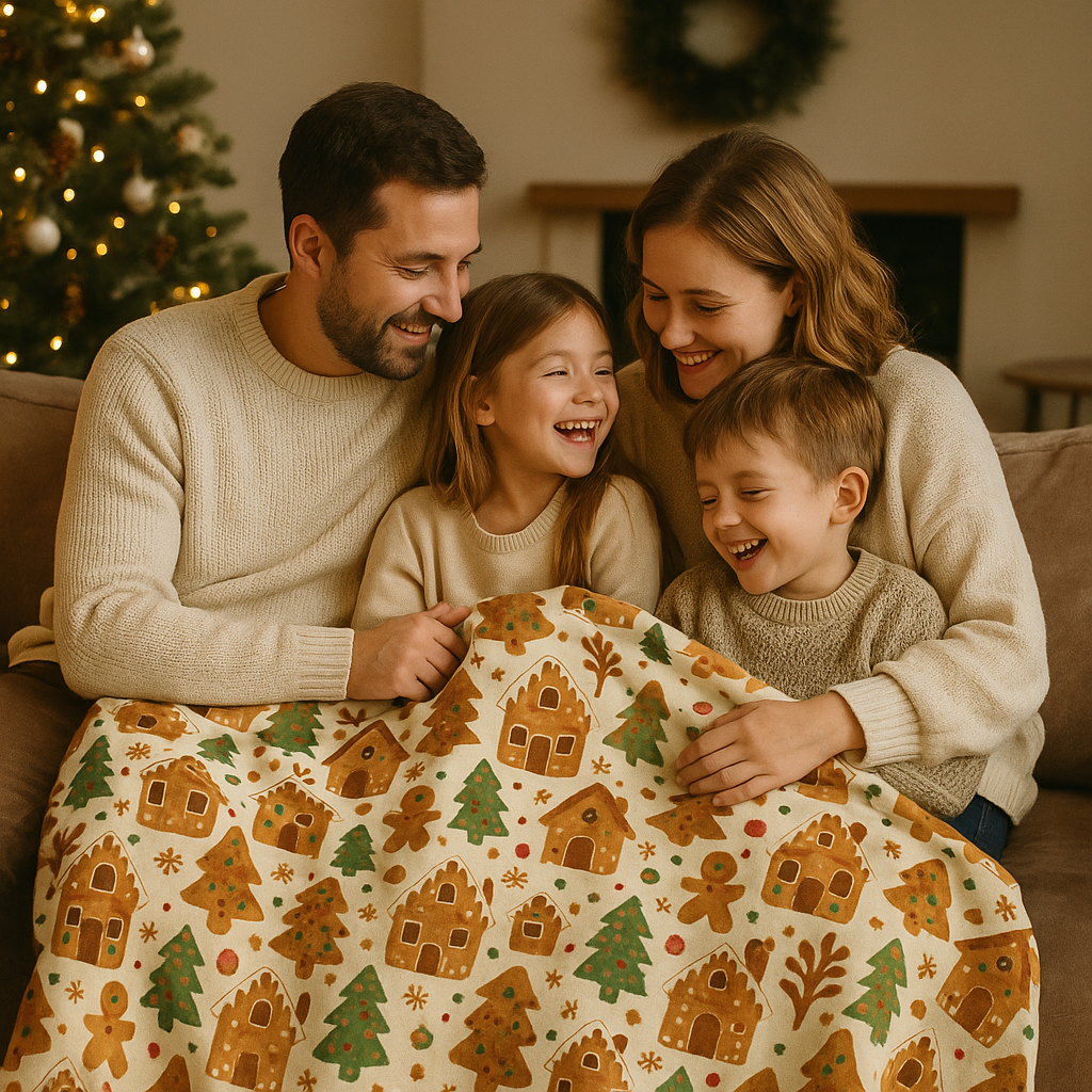 Gingerbread House Fleece Blanket | Christmas Fleece Throw Blanket | Holiday Cozy Décor