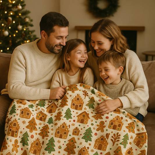 Gingerbread House Fleece Blanket | Christmas Fleece Throw Blanket | Holiday Cozy Décor