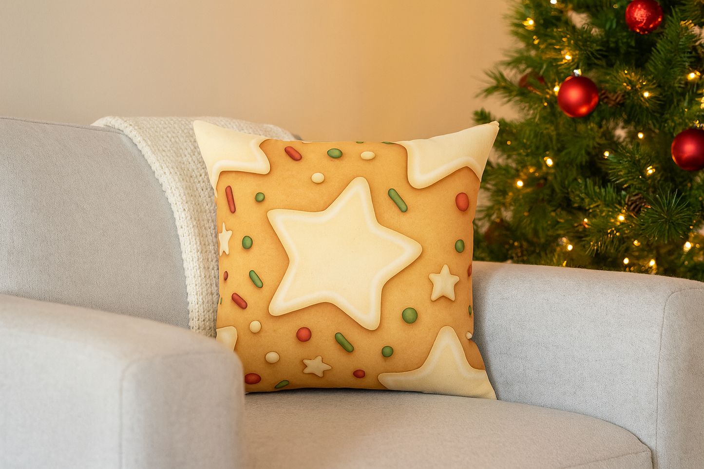 Christmas Cookie Pillow | Holiday Sprinkle Cushion | Festive Decor