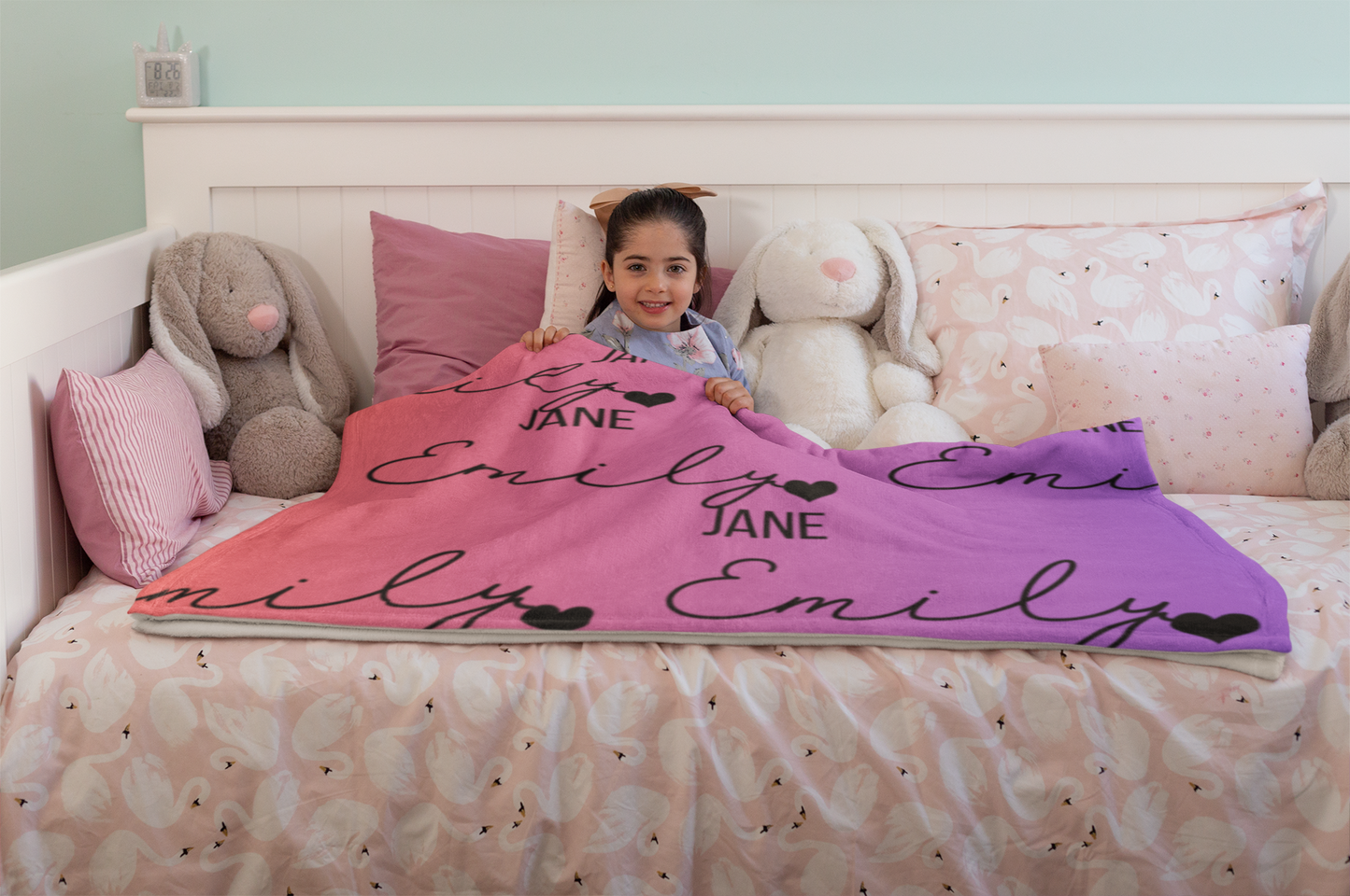 Personalized Name Fleece Blanket - hot pink/purple