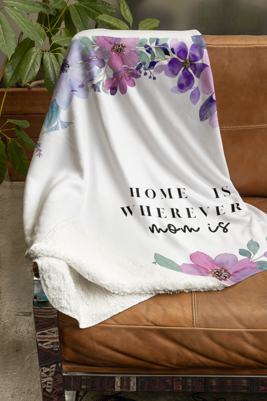 Home is Where Mom is Microfiber Blanket, Mother's Day Gift, Birthday Gift, Gift for Wife, Gift for Grandmother