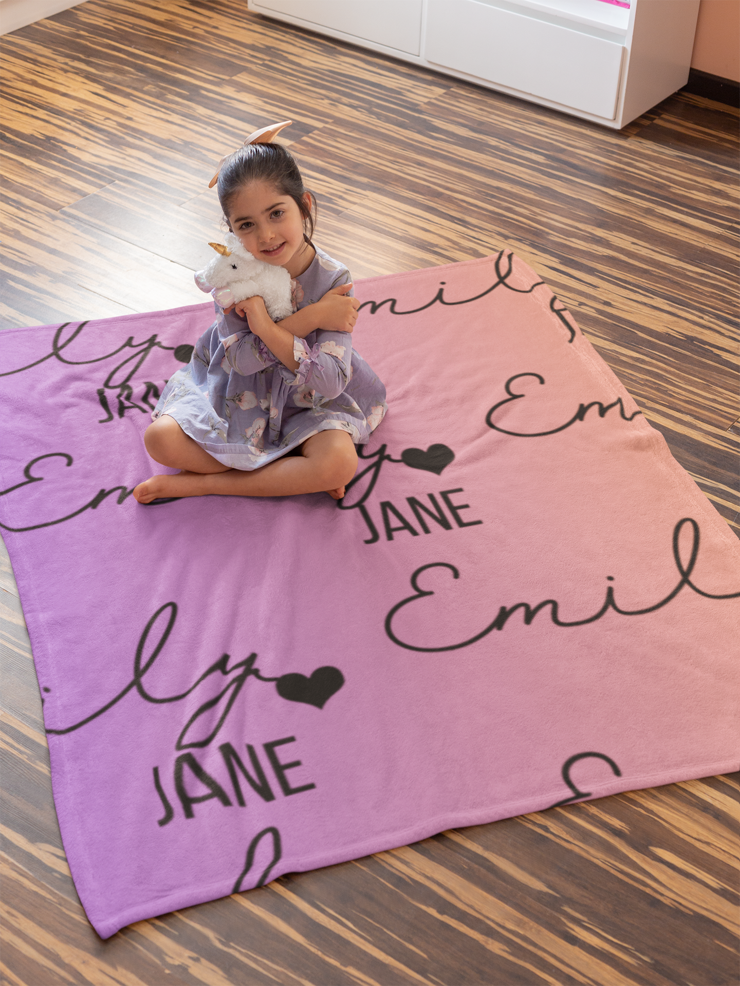 Personalized Name Fleece Baby Blanket- purple/orange